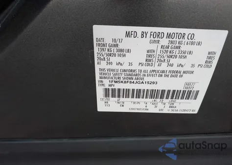 2018 Ford Explorer Limited z USA, uszkodzony, nr VIN 1FM5K8F84JGA15293